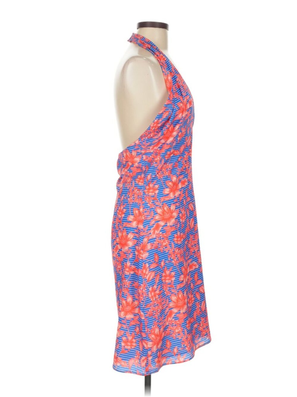 Belle Badgley Mischka "Delilah" Tropical Floral Cross-Over Halter Dress - Picture 5 of 11